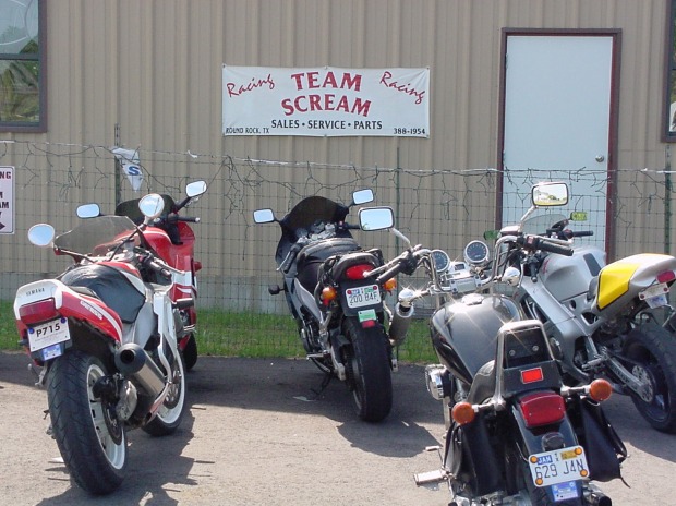 Team Scream Motorcycles outside